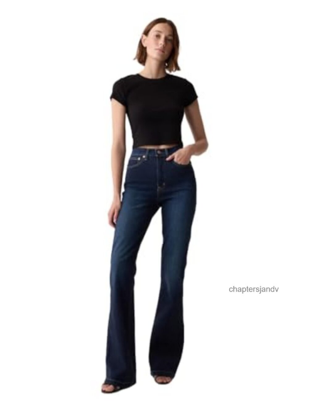 High Rise Flare Denim Jeans Machine Washable Flared Straight Fit